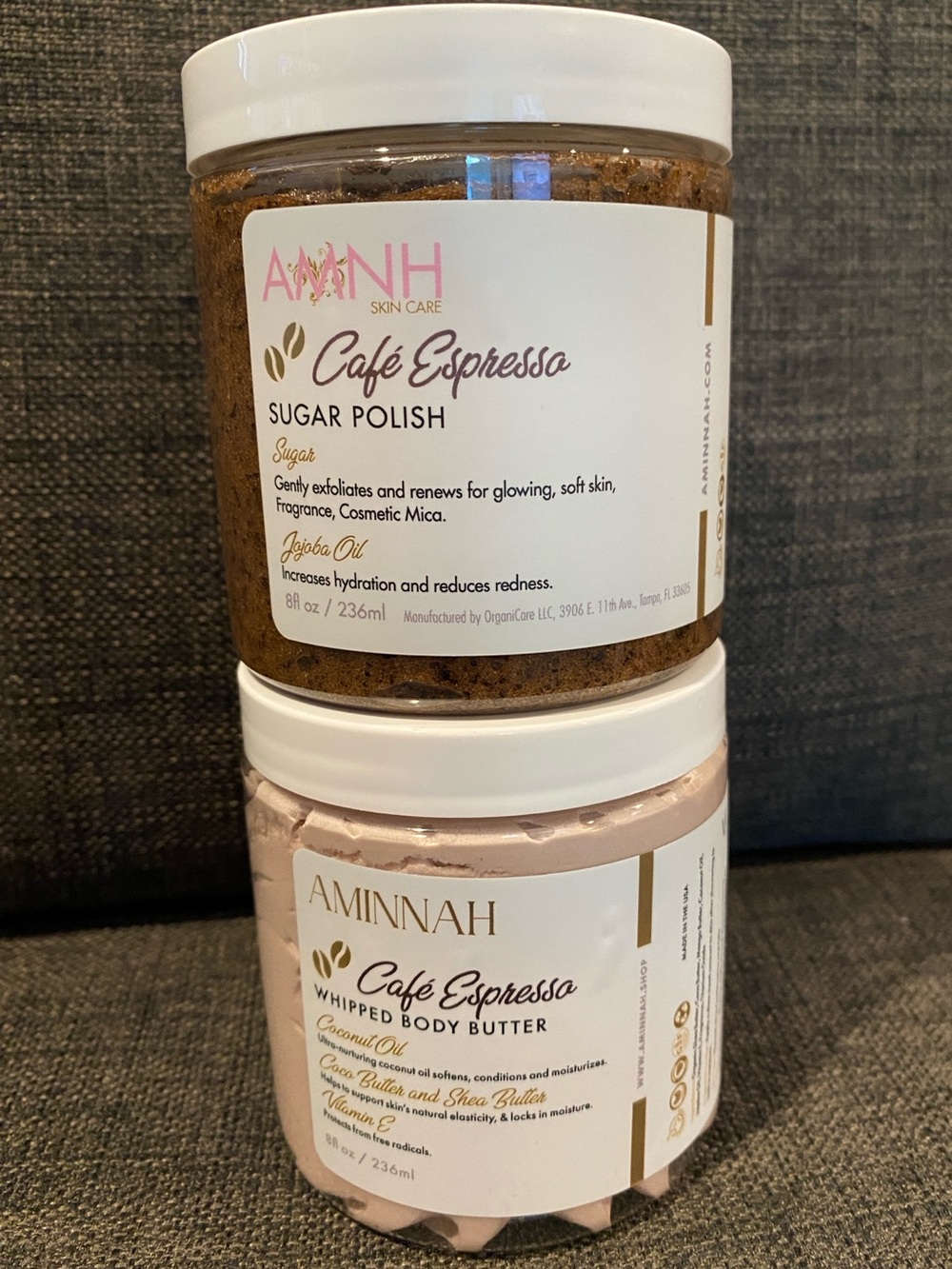 Aminnah Café Espresso Sugar Polish & Whipped Body Butter Set - Smells Delish! ☕️